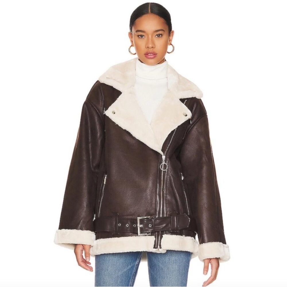 WeWoreWhat Suede Sherpa Moto Jacket